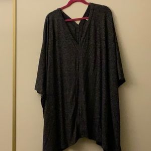 Charcoal deep V neck sweater tunic
